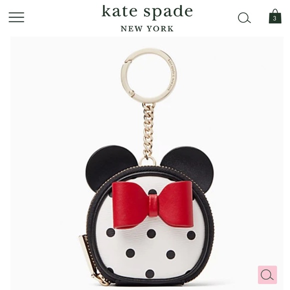 NWT-Disney x Kate Spade-Minnie Mouse Ears & Red Bow-Keyfob/Coin Purse-$129: - Picture 10 of 12